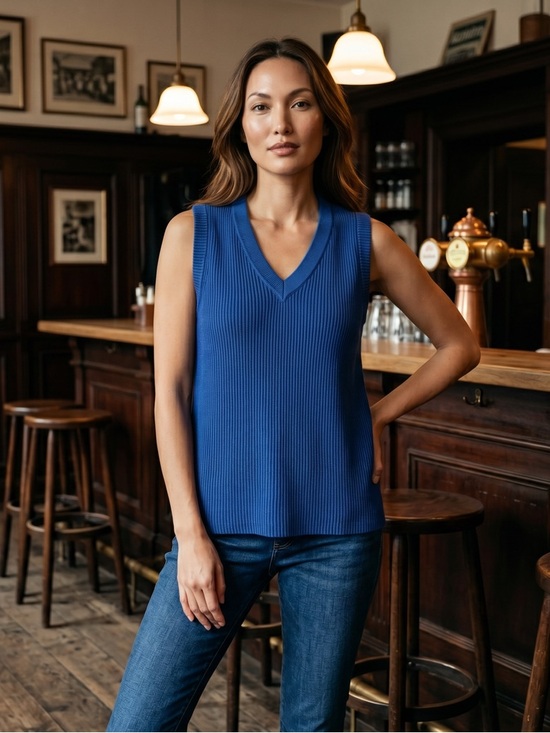 ANDREE BY UNIT Tops - ANDREE BY UNIT Rich Cobalt Royal Blue Knit Tank Top A Versatile Closet Staple